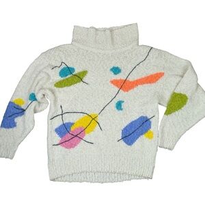 Vintage 80’s CHAUS Popcorn Knit Abstract Art to Wear‎ Pullover Sweater, Medium